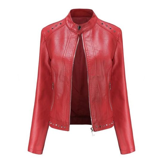 Veste simili cuir on sale rouge