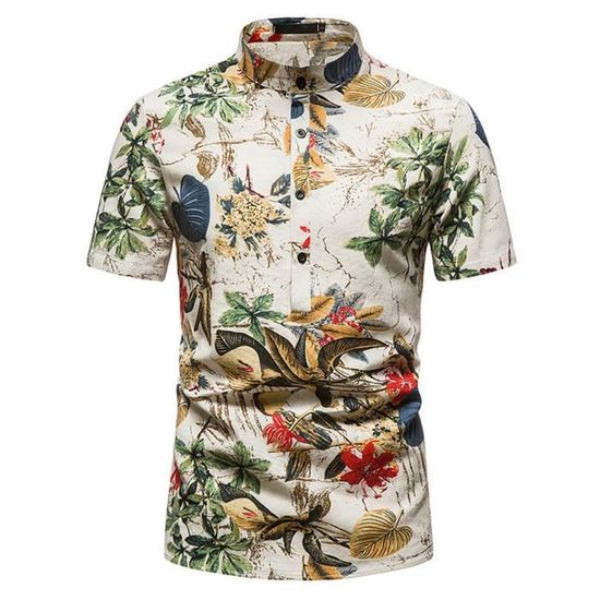 T shirt hawaien best sale homme