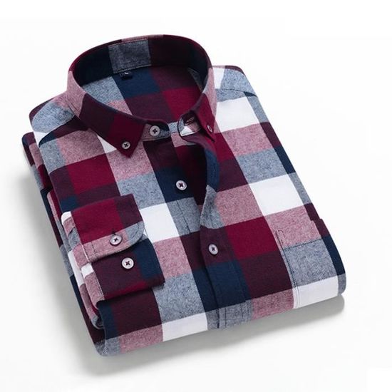 Chemise Homme Cody James 2XL Rouge à Carreaux – Coton, Manches Longues, Coupe Régulière, Fermeture Boutonnée