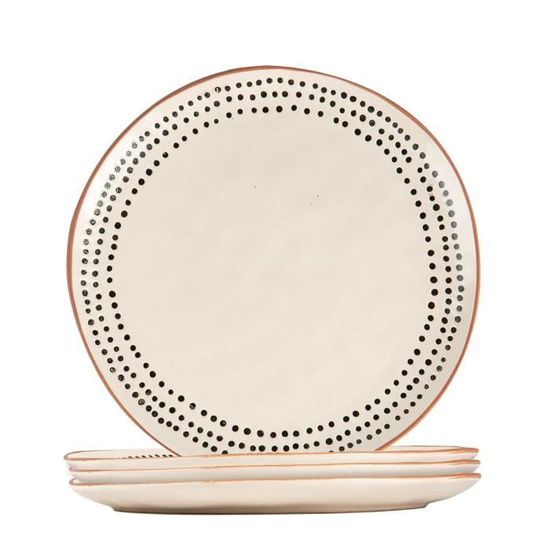 Lot 6 Assiettes à Dessert Bleues/Orangées 18 Cm - Porcelaine Imprimée Main Shabby Chic, Micro-ondes Et Lave-Vaisselle OK