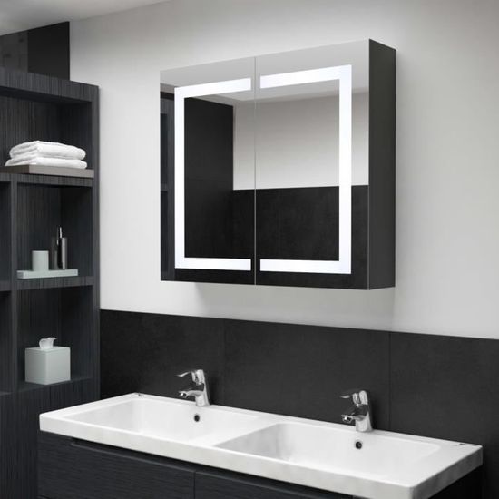 2831®TOP Armoire de salle de bain à miroir à LED,Moderne,Meuble Haut de salle de bain,Armoire de Toilette, 80x12,2x68 cm