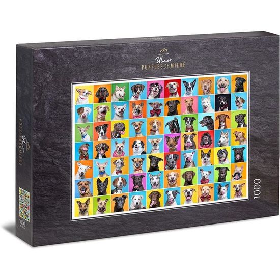 Ulmer Puzzleschmiede - Puzzle Collage de Chiens - Puzzle 1000 pièces -  Collage de 80 Joyeux Portraits de Chiens276 - Cdiscount Jeux - Jouets