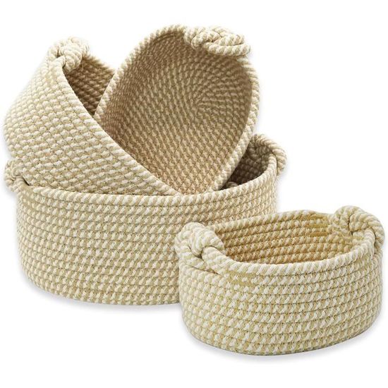 Panier En Osier MyHomeBody à 3 Compartiments - Organisation Déco | Marron Clair 40x30x20cm