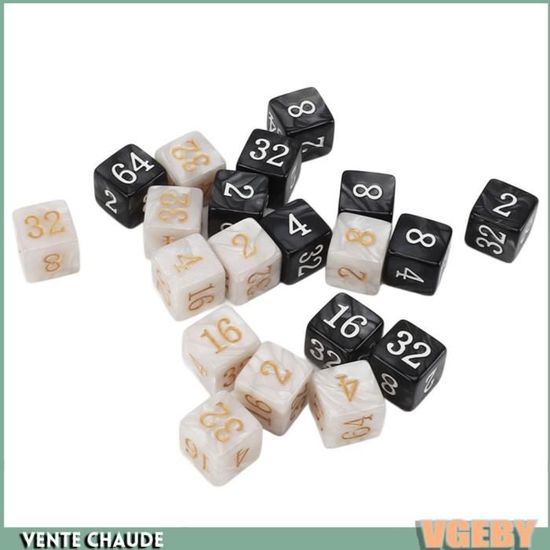Mxzzand Dés à 6 Faces Dés Noirs En Plastique à 6 Faces, 20 Pièces, Pour