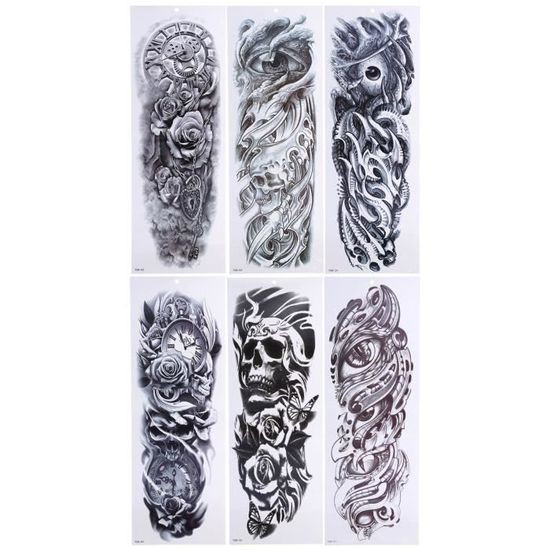 Tatouage Temporaire Manche Mexicain - Décalcomanies Noires Pour Bras, Effet Sleeve, Neuf