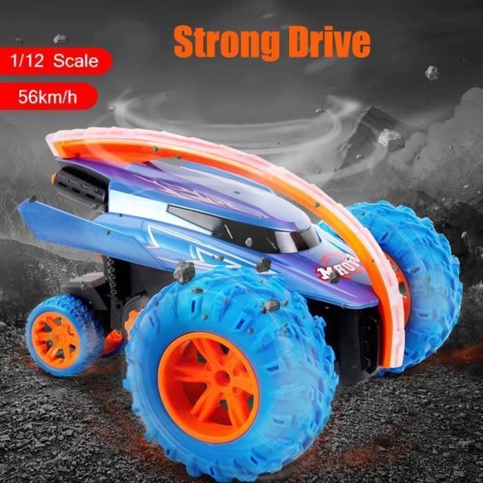 1-12 RC Voiture Jouet Télécommande Electrique LED 360 Degrés Avec Batterie Rechargeable BLEU OK323