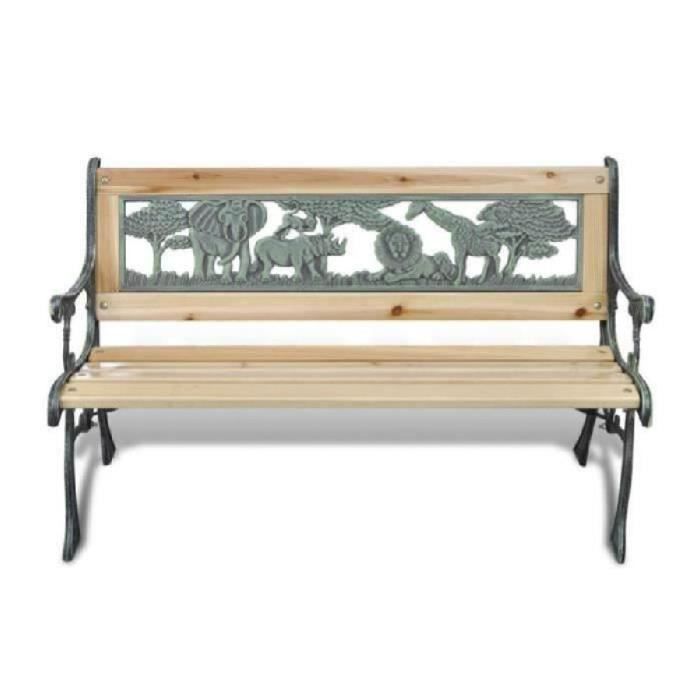 Banc de jardin enfant fonte et bois 80 x 24 cm