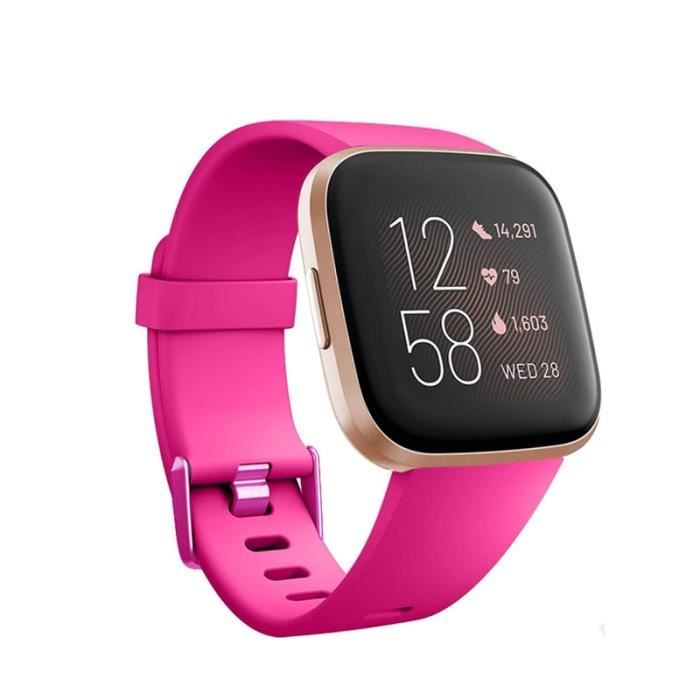 Montre connectée,Bracelet de remplacement pour Fitbit Versa 2 bandes sport bracelet de montre en Silicone souple - Type rose red-S