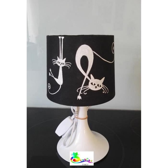 LAMPE CHEVET CHAT PEINT MAIN PIED PVC