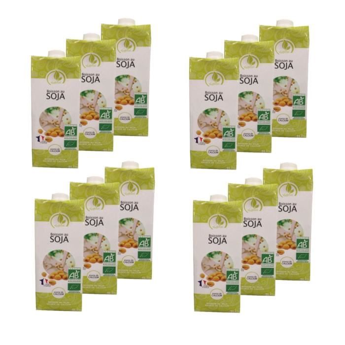 Lot 12x Boisson végétale BIO soja - brique 1l