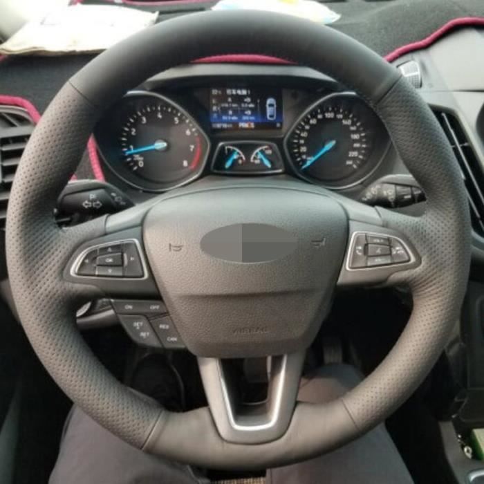 Housse noire en cuir suédé pour volant de voiture, pour Ford Focus 3 2015 – 2018 Escape C MAX Ecosport Style 5