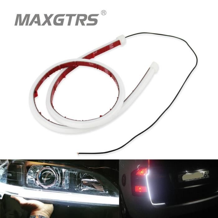 YELLOW 30cm -Bande de Tube Flexible LED DRL, 2x30cm, 45cm, 60cm, feu de jour, phare de voiture, clignotant