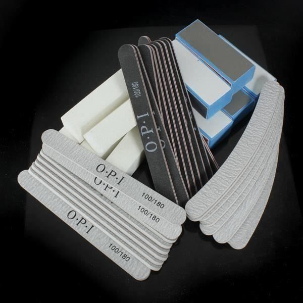 Lot 40 Manucure Kit 30 Lime à Gel Ongle +10 Bloc Polissoir Ponçage