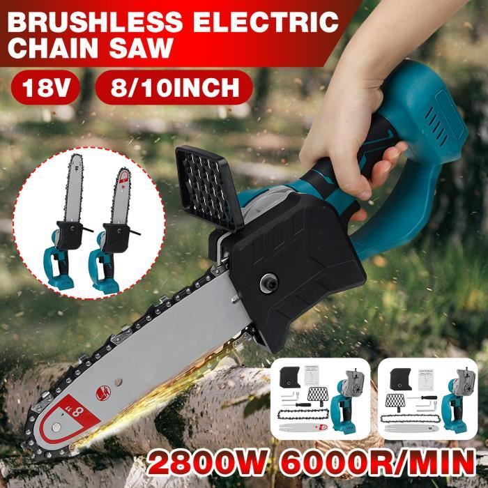 Mini Scie à Chaîne Electrique 18V 2800W pour Outils de Jardinage du bois avec Batterie 8 pouces