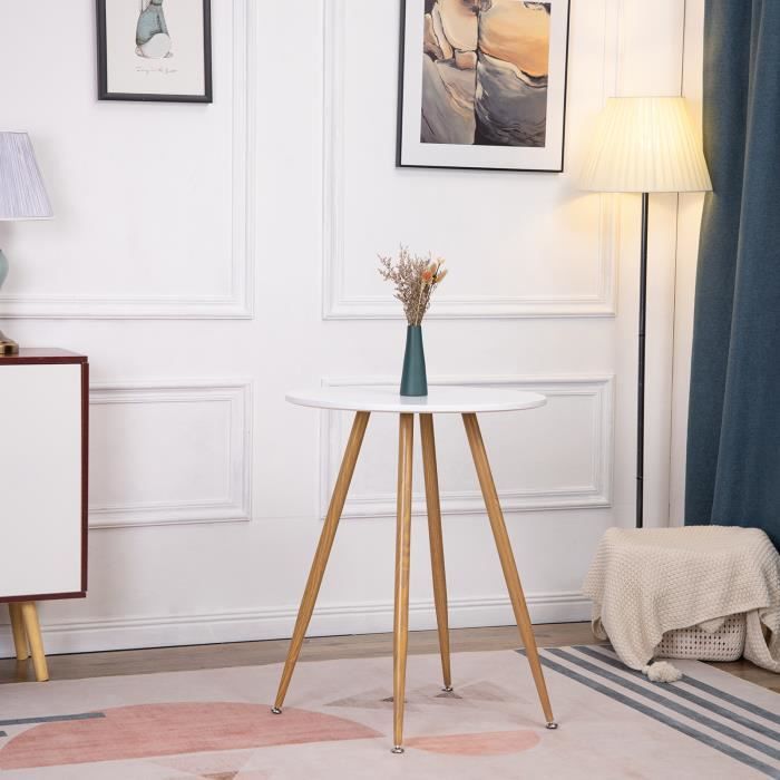 EGGREE Table à manger ronde design Blanc,Style scandinave 60 x 60cm