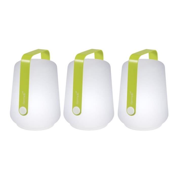 BALAD-Lot de 3 Lampes nomades LED d'extérieur H12cm verveine Fermob - designé par Tristan Lohner H totale 13,5cm / Ø 10cm Vert