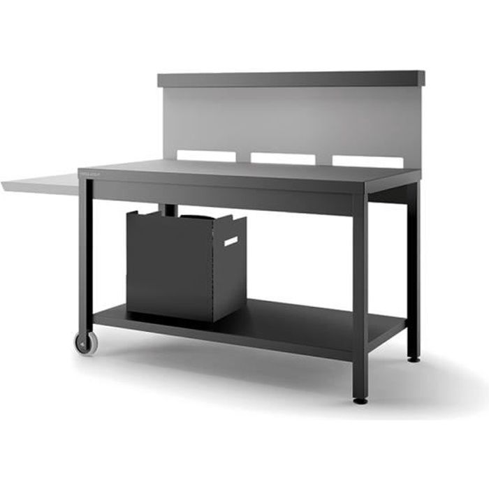 Table roulante crédence ouverte en acier Forge Adour - Noir et gris clair mat Gris/Noir
