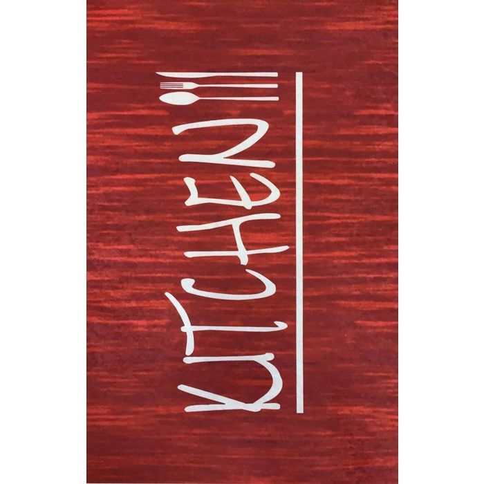 Tapis de cuisine, antidérapant et Lavable ene machine, KITCHEN Rouge 60x90cm