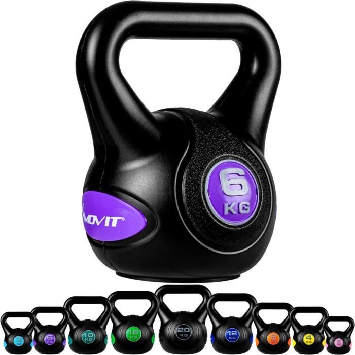 MOVIT Kettlebell plastique 6 kg - Noir/violet
