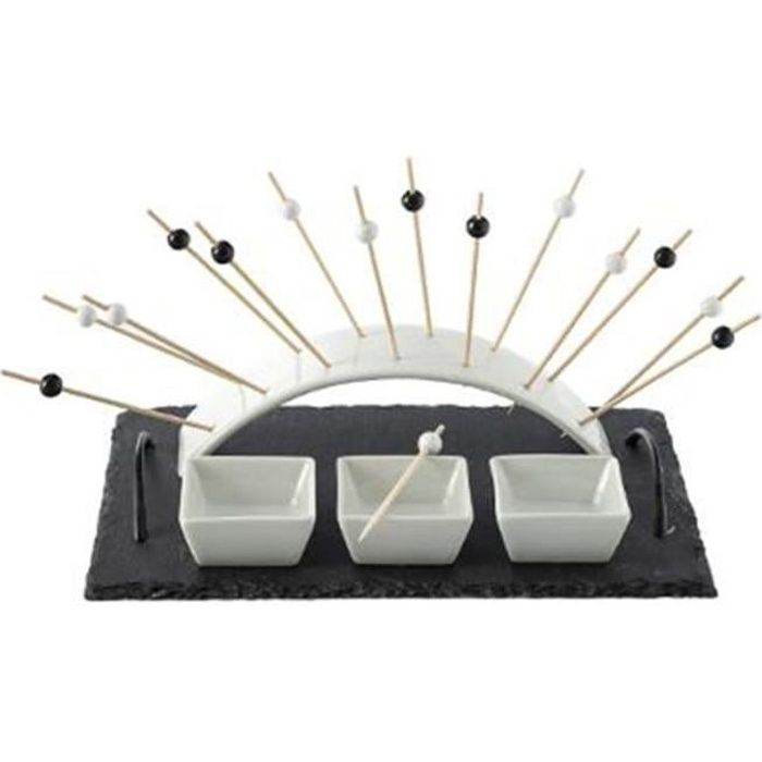 Set Apéritif 5 Pièces -Arc- 30cm Noir & Blanc