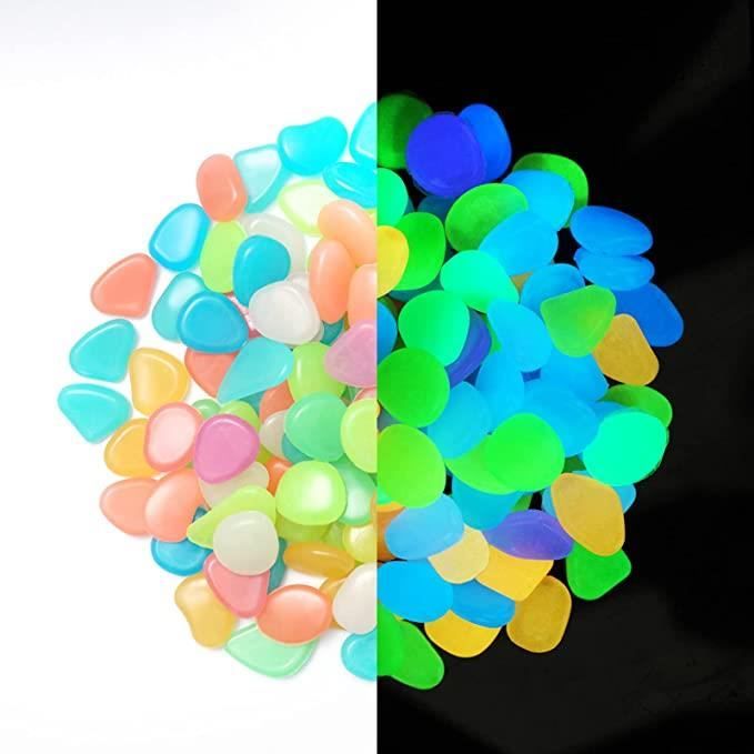 50 Galets Lumineux Solaires – Pour Décoration Jardin, Allée, Aquarium, Brille Dans Le Noir, Vert