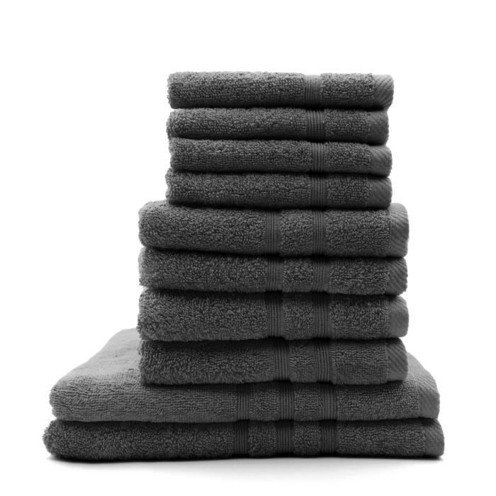TODAY Lot de 4 Serviettes de bain 30x50cm + 4 Serviettes de bain 50x100cm + 2 Draps de bain 70x130cm Canon de fusil - 100% coton TOD