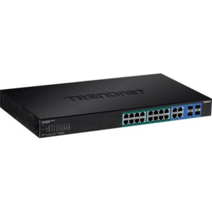 trendnet 20-port gb web smart poe+ switch w/ 2 sh sfp slots noir noir Noir