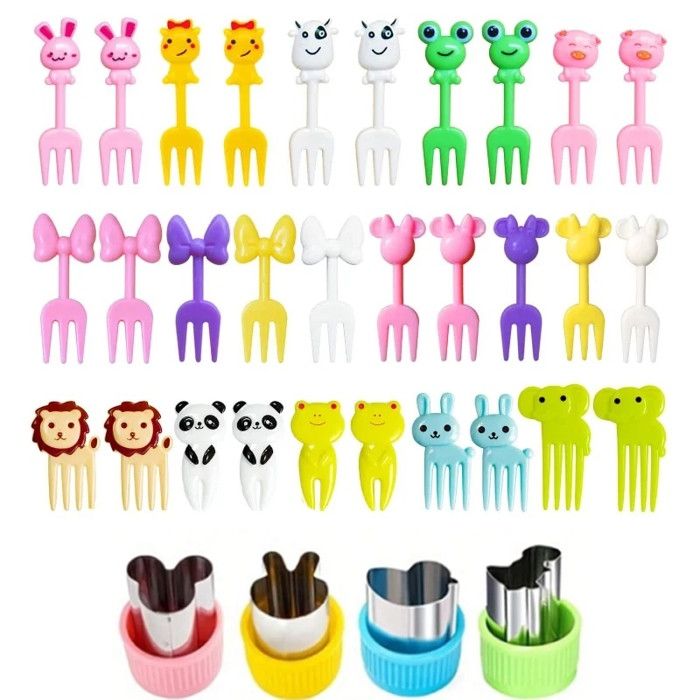 Lot 40 Fourchettes à Fruits Animaux Mignonnes - Mini Fourchettes Gâteau Bento Enfants Et Adultes