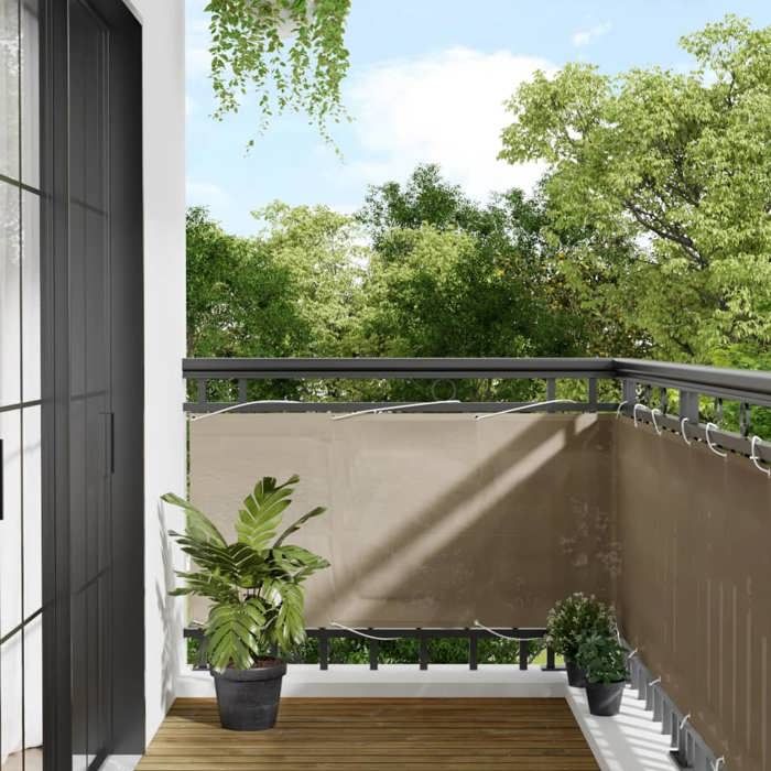vidaXL Écran de Balcon Brise-vue de Jardin Écran de Protection Écran dIntimité Terrasse Extérieur Taupe 75x700 cm 100% 4000235