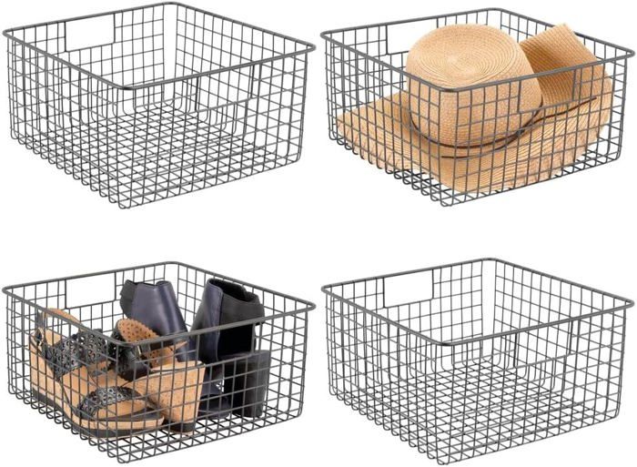 Panier De Vélo M-WAVE 431591 – Métallique, Noir, 41,5 X 30,5 X 15 Cm, Poignée Plastique, Design Renforcé, Mailles Serrées