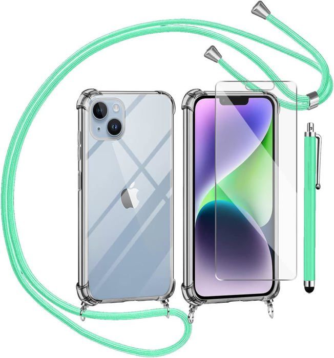 FIFTHAVE Coque avec Cordon pour iPhone 15 Plus 6.7,Etui pour téléphone Portable Collier Corde Housse Silicone Antichoc Housse pour iPhone 15 Plus avec Chaîne Réglable Lanyard CoverRouge foncé