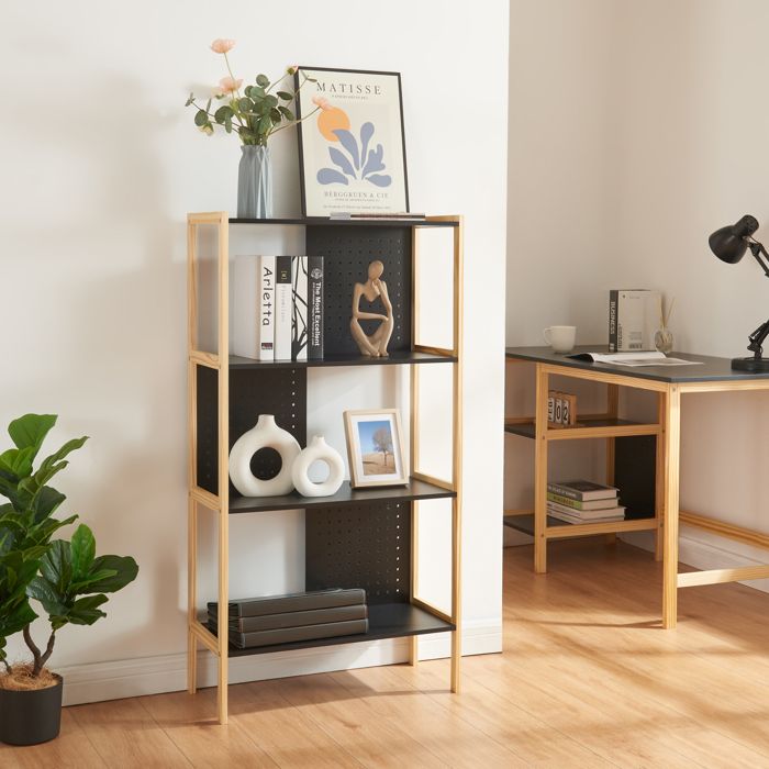 Bibliothèque Dønna à 3 niveaux MDF 120 x 63 x 28 cm noir effet bois Bibliothèque Dønna à 3 niveaux MDF 120 x 63 x 28 cm noir effet bois