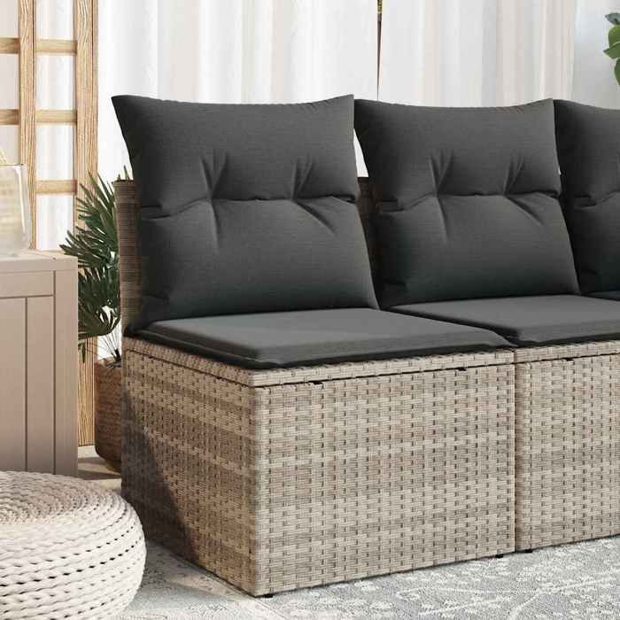 vidaXL Canapé de Jardin sans Accoudoirs Coussins Siège avec Housse Meuble de Terrasse Patio Balcon Extérieur 366174