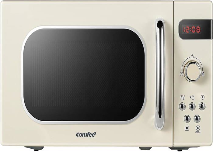 Micro-Ondes Rétro Avec 8 Menus Préréglés 5 Niveaux De Puissance De Cuisson20 L800 WCuisson Express 30SCmsro 20Di CrCrème DA - 123 design