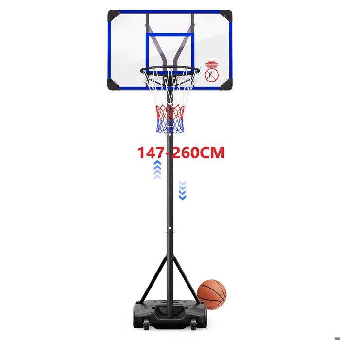Panier de Basket-Ball sur Pied Hauteur Réglable147-260CM Portable