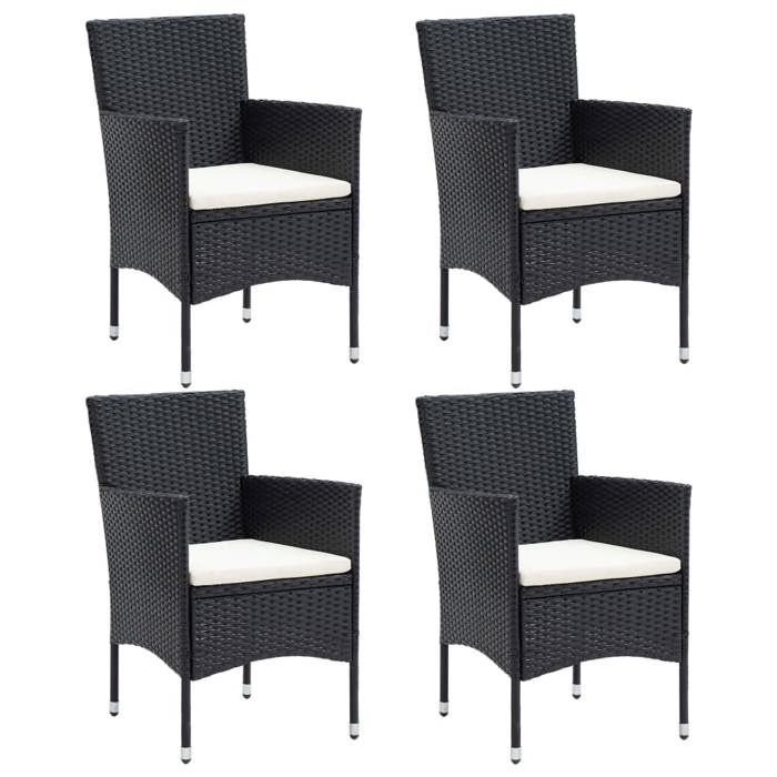 SALE 2025Chaises à manger de jardin - lot de 4 - Fauteuils de Jardin - Résine tressée Noir - 53x58x84 cm238 Kg 3537