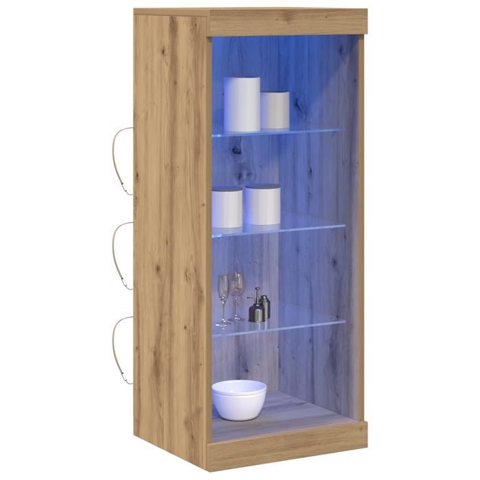 Elégant Buffet avec lumières LED chêne artisan 41x37x100 cm - Meuble de RangementVitrine &9734774