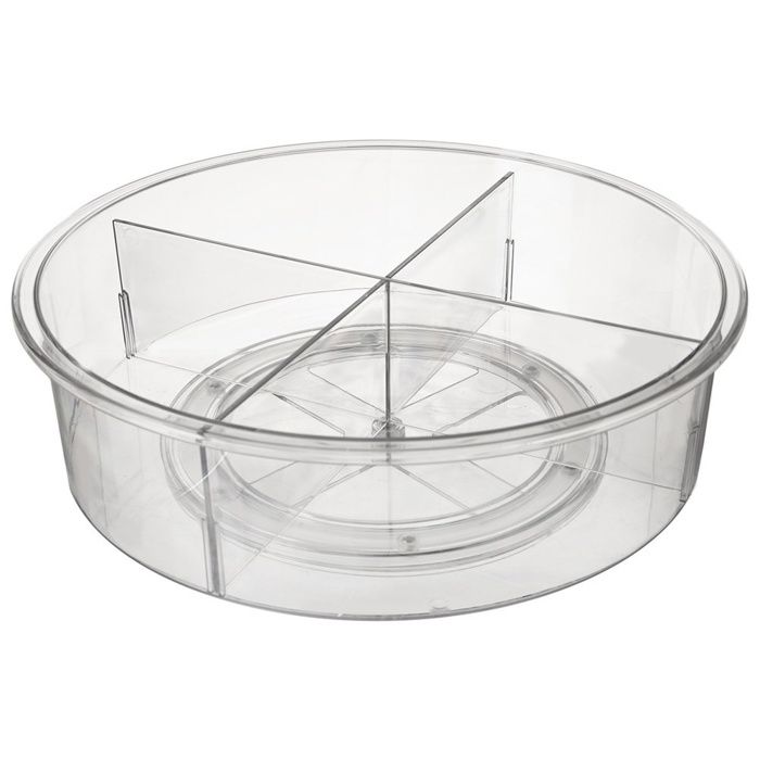 Organisateur rotatif transparent - ORION - 30 cm - 4 sections - Rotation 360° - Bords surélevés - Visibilité parfaite