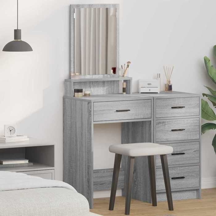 HSF®Coiffeuse Sonoma gris 50x41x140cm Bois dingénierie Meuble de chambre/Table de cosmétique14915