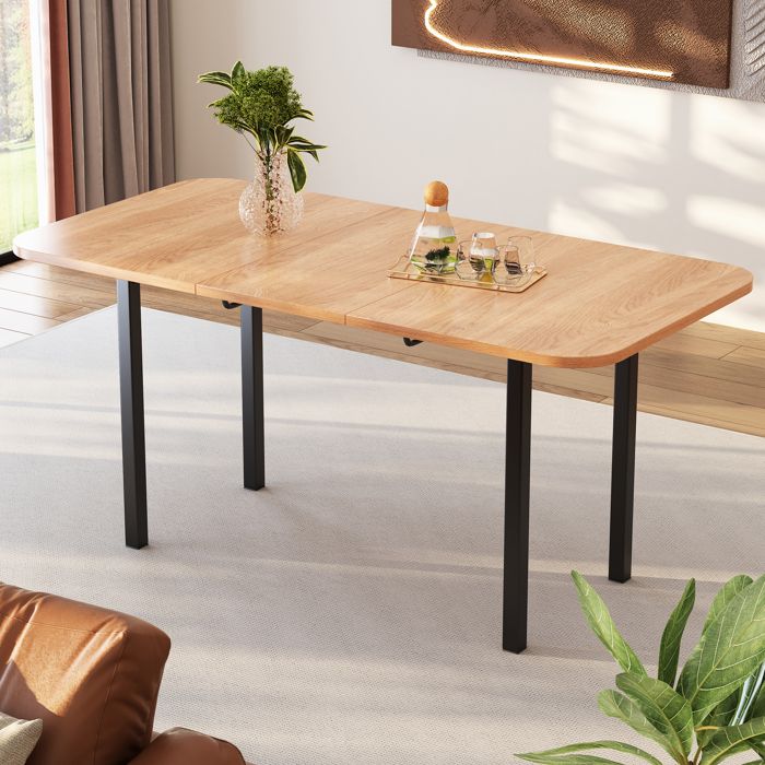 Table de salle à manger classique à rallonges en bois de 120 cm longueur télescopique jusquà 160 cm table de couleur naturelle
