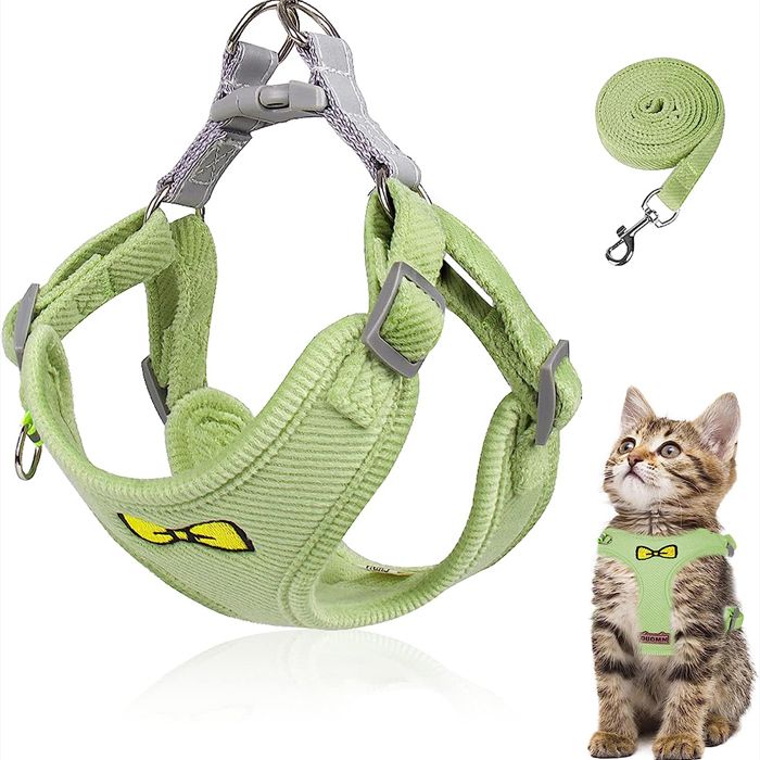 Comparer les prix de Ensemble laisse pour chat harnais réglable en polyester avec laisse harnais anti-fuite pour chatons et chiens (vert S)