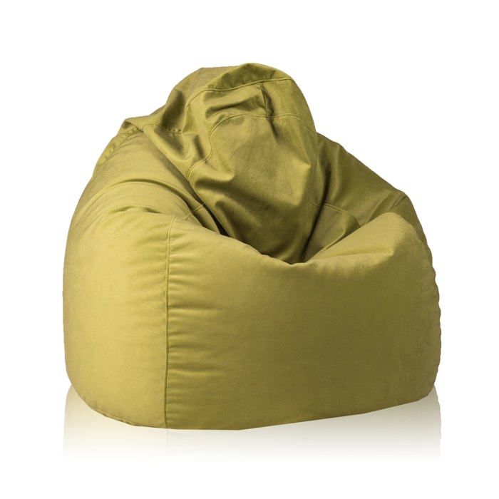 Fuzzy pouf fauteuil microfibre poire adulte fauteuil relax salon billes polystyrène 80x110 cm vert olive Ecopuf