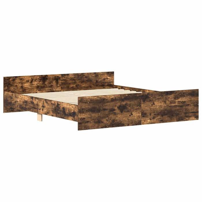 Brun 160 x 200 cm - Lit Bois - stables et durable - Cadre de lit - matelas non inclus - chêne fumé 160x200 cm 001_691111