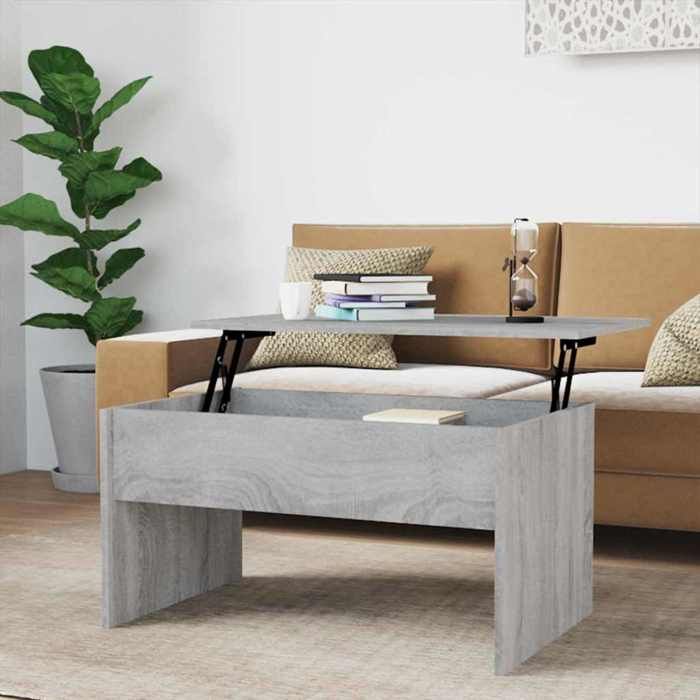SALE 2026 Table à café Gris - Table basse Sonoma gris 80x505x415cm - bois dingénierie PRO485345016