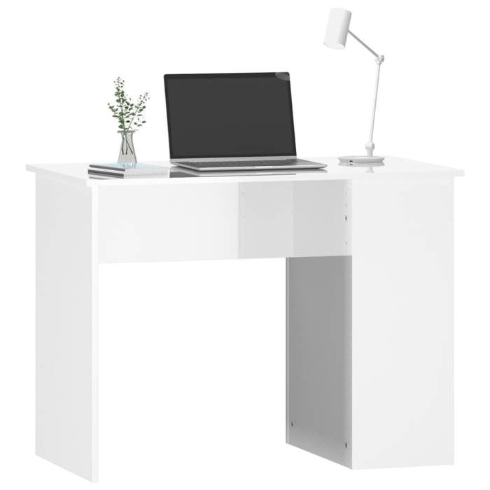 Bureau Blanc CLOUD Table à écrire Pour 1 personne Blanc brillant 100x55x75 cm bois dingénierie BBB528