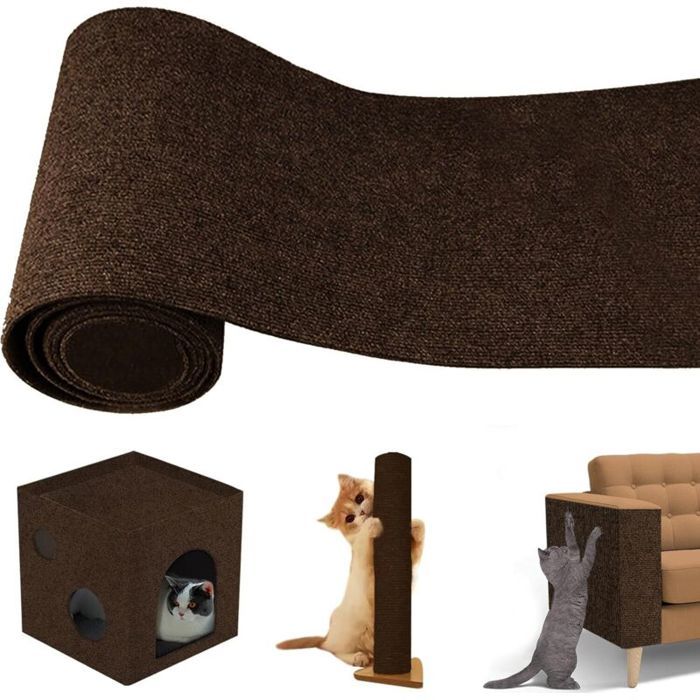 Tapis griffoir autocollant pour chat protection canapé chat anti-griffes 40×300 cm griffoir chat protection meubles marron