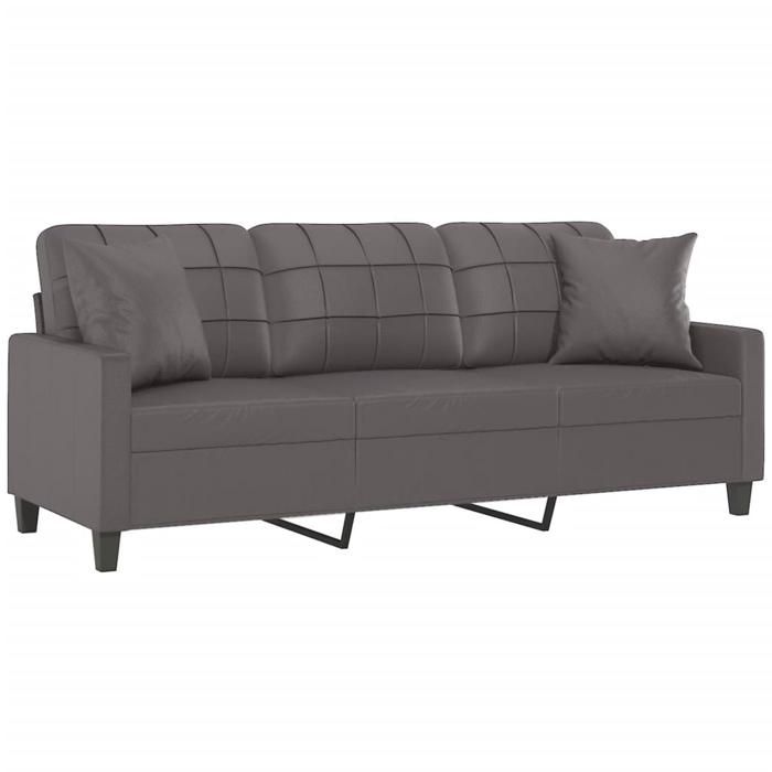 Gris SOFA - PHSH - Canapé 3 places - contemporain - avec oreillers décoratifs gris 180cm similicuir C1162