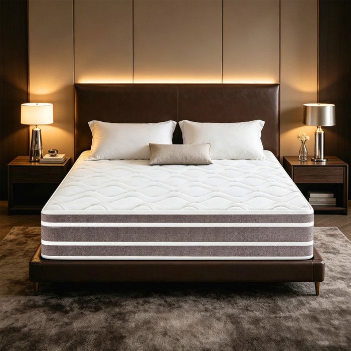 Matelas 140x190 cm Hybride Mousse à Mémoire de Forme et Bleu Latex Haute Résilience Hypoallergénique Ultra Respirant Ép 26cm