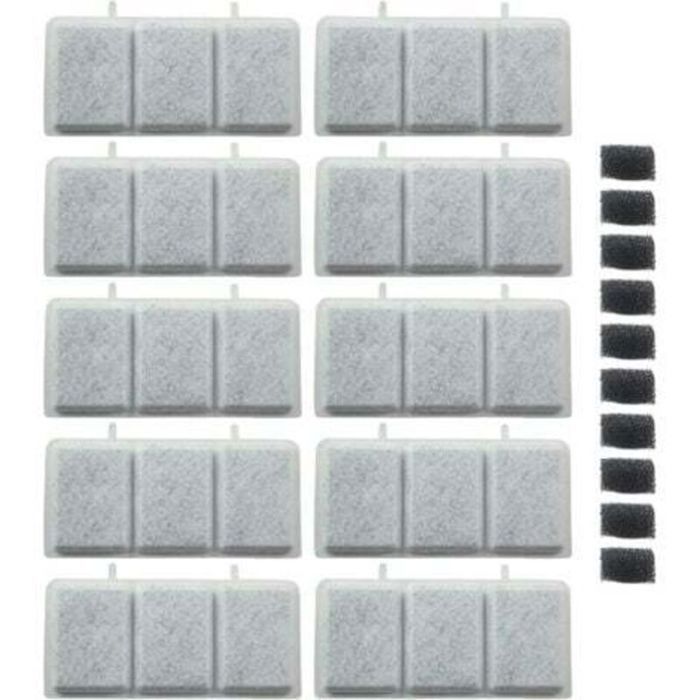 10 PCS Filtre Fontaine Eau Chat Filtres de Fontaine à Eau Remplacement avec Système de Triple Filtration avec Résine et Charbon