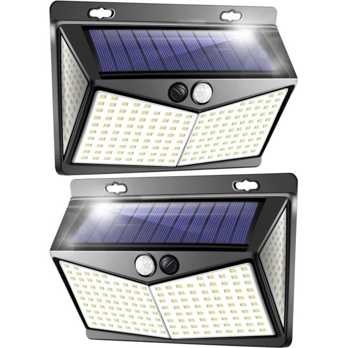 Lampe Solaire Exterieur Projecteur LED Exterieur Detecteur de Mouvement 208 Led Ip65 Lumiere Spot LED Solaire Exterieur-2 Pack